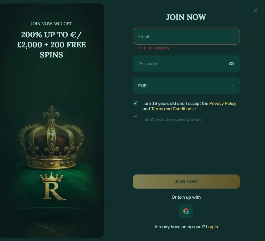 Royalen Casino Registration